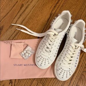 Stuart Weitzman Goldie White Sneakers